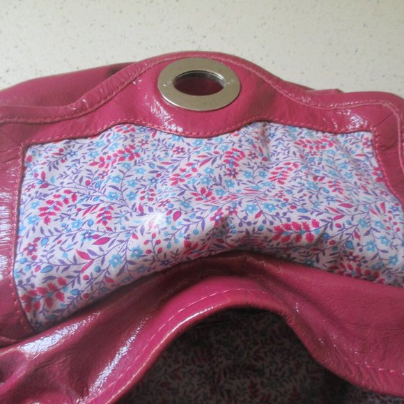 Marc Jacobs Raspberry Patent Leather Hobo Bag w/ Chain Detail - Picture 8 of 12